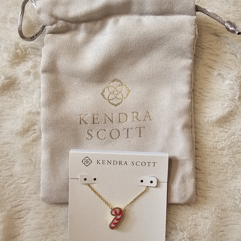 Kendra Scott Candy Cane Pendant Necklace Gold NWT
